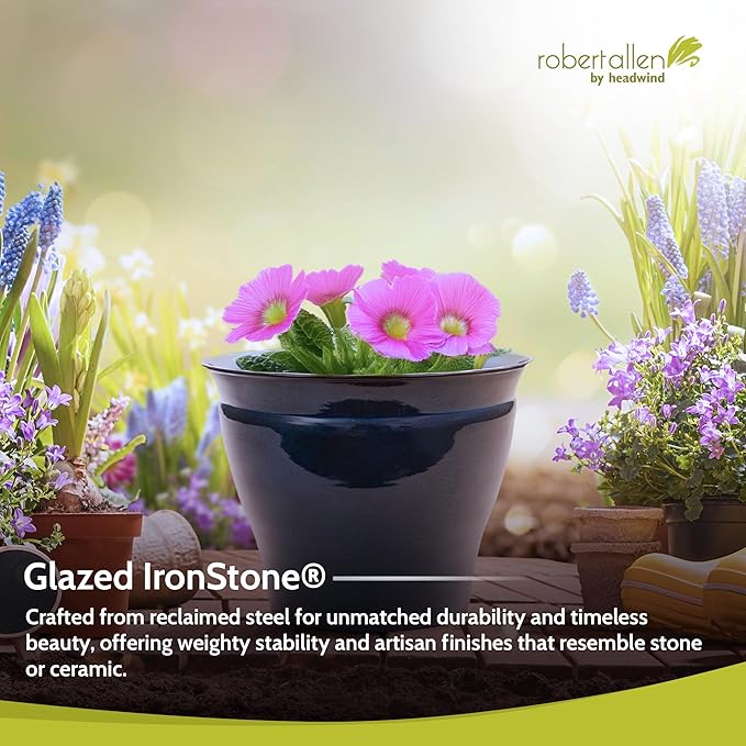 Headwind Glazed Ironstone Avery Collection Decorative Plant Pot – 6" Midnight Sapphire Glazed Decorative Pot – Lightweight & Durable Flower Pots for Indoor Plants - Outdoor Planter by Robert Allen