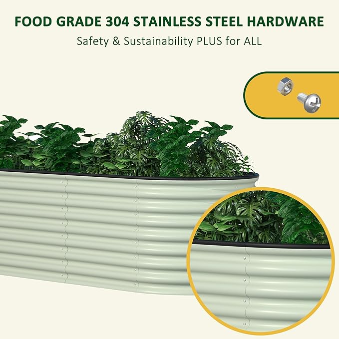 BlueWish 8ftx2ftx2ft Raised Garden Bed, Raised Garden Beds with 2 Aluminum Support Rods, Galvanized Steel, Rubber Strips, Planter Raised Beds for Vegetable, Flower, Herbs