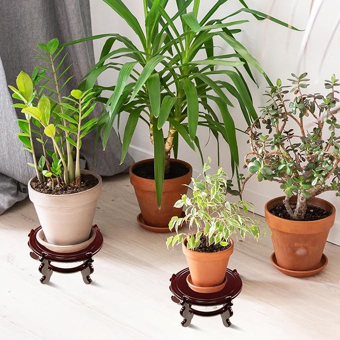 Geetery 2 Pcs 4 to 12 in Wooden Plant Stands Indoor Chinese Oriental Plant Stand for Vase Fishbowl Flower Pot Lamp Redwood Base Vintage Display Rack Decor(8 Inch)