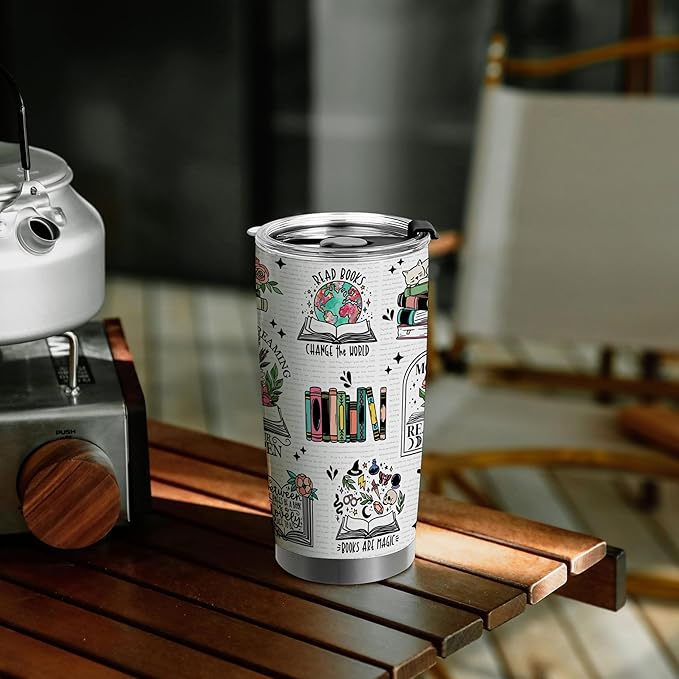 HOMISBES Book Lover Gifts for Women - Reading Tumbler Bookaholic Tumbler Gift for Her - Gift for Book worm - Tumbler for Book Nerd - Travel Tumbler 20oz