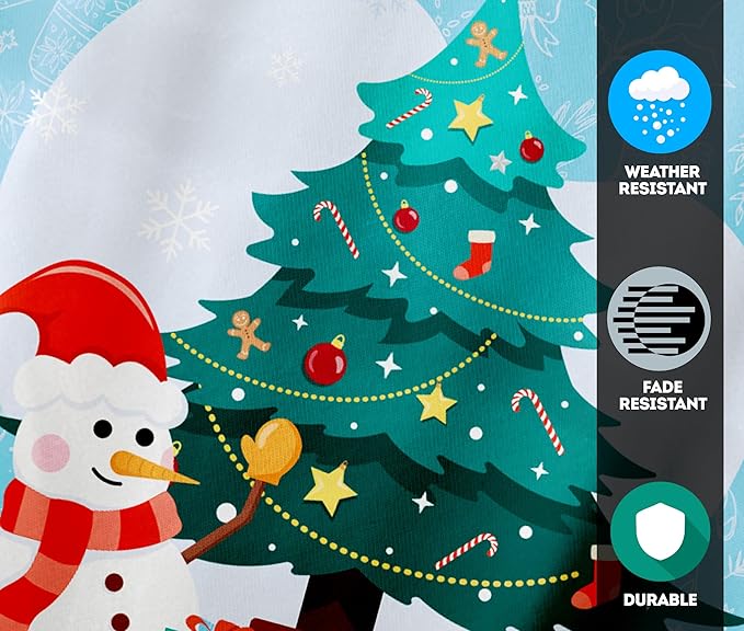 AGAS Christmas Snowman Flag, Winter Garden Flag for Outside 12 x18 Inch 200D Nylon - Yard Flag For Christmas, Merry Christmas Garden Flag For Outside 12x18 Inch Christmas Tree Presents, New Years Eve
