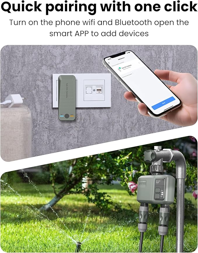 2 Zone Sprinkler Timer, Programmable Hose Timer with Brass Inlet & Outlet, for Garden Hose with Rain Delay/Manual Watering/Automatic Irrigation Controller System for Yard, Lawn