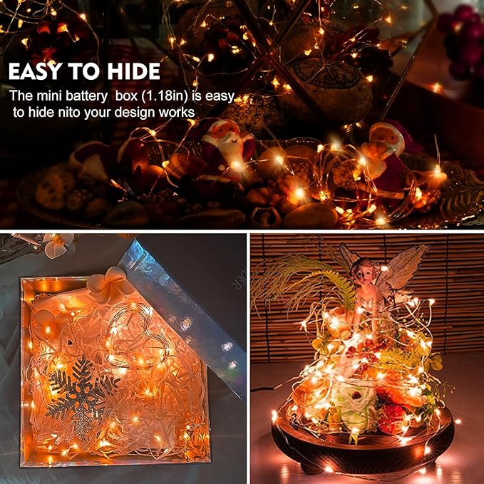 AIKEI 12 Pack LED Fairy Lights Battery Operated, Halloween String Lights Waterproof 7 Feet 20 Led Firefly Starry Lamps for Wedding Party Bedroom Garden Christmas Decoration, Orange
