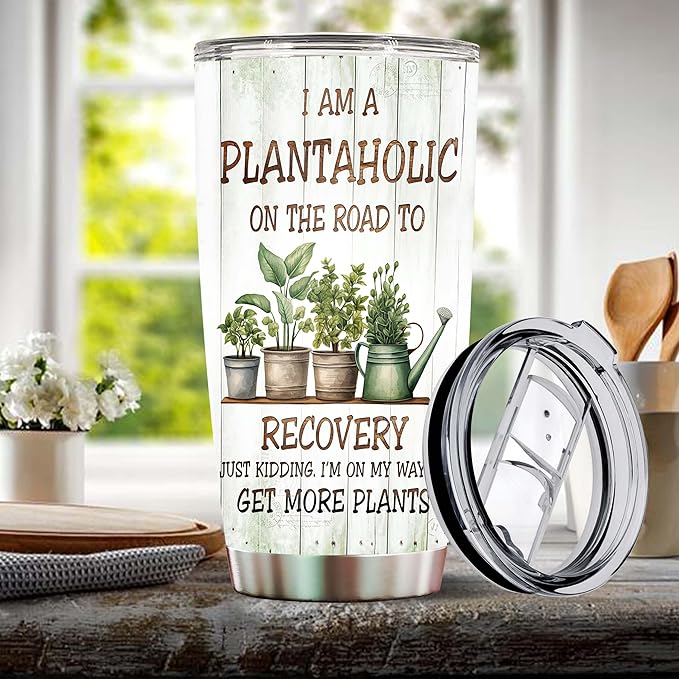 WONWIX Gardening Gifts for Women Mom Wife Grandmother Funny Gardening Travel Mug Coffee Cup Gift for Garden Lover Plant Lady Gardener Tumblers 20oz Stainless Steel Christmas Birthday