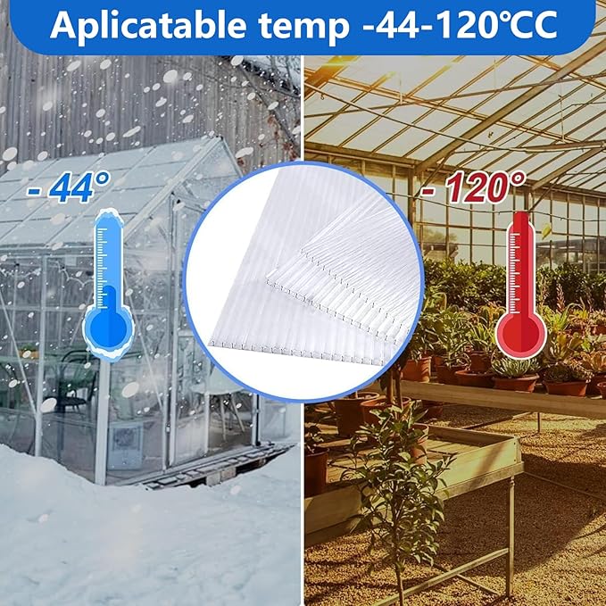 DGSL 14 Pcs Polycarbonate Greenhouse Panels, 4' x 2' x 0.24'' Twin-Wall Panels, Polycarbonate Sheet for All Weather Outdoor Garden and Greenhouse Covering
