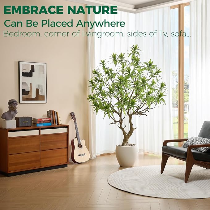 7FT Large Luxury Artificial Dracaena Reflexa Tree with Pot, Extra Lush Stereoscopic Shape, 5 Minutes Easy Set-up, Tall Indoor Fake Plant, Realistic Trunks & Leaves for Home, Office Décor