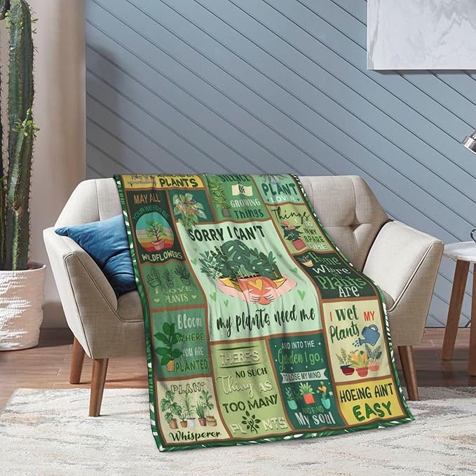 LNKRFRPA Plant Gifts Blanket, Plant Lover Gifts for Women/Lady/Mom, Gardening Gift for Woman, Garden Gift for Mom Grandma, Gifts for Gardeners Woman Blanket 60"x50"