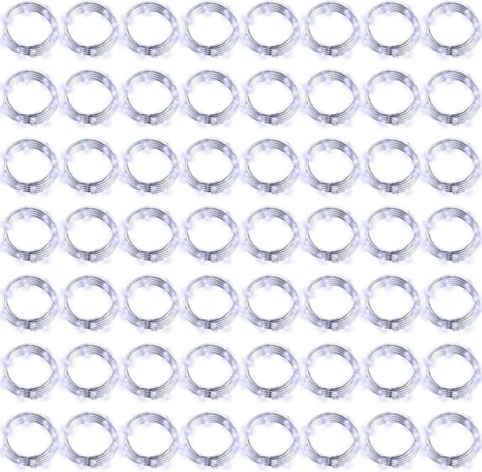 Hortsun 100 Packs Fairy Lights Battery Operated 3 Speed Modes, 7 Ft/ 2 M 20 LED Battery String Mini Waterproof Wire Twinkle Lights Bulk for Wedding Party Birthday Vases Decor (Cool White)