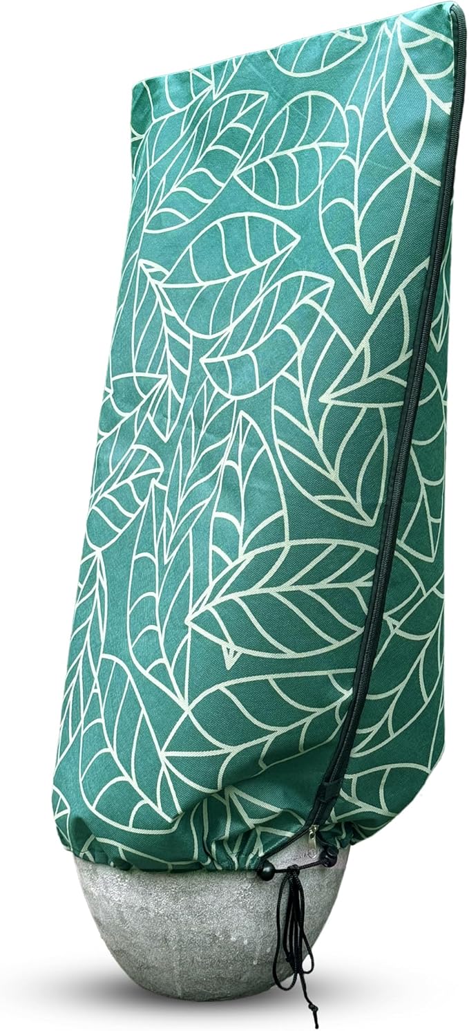 Plant Covers Freeze Protection 24"x32" in 2 Pack | Green Winter Frost Blankets for Outdoor Plants | Reusable Garden Cover Bags with Zipper Drawstring | Cold Weather Shrub Protection Cloth
