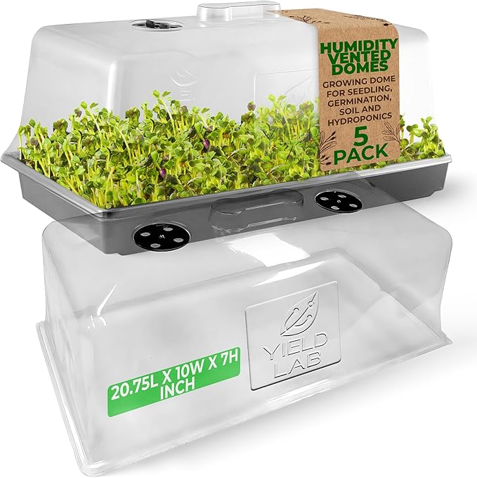 Yield Lab 7 Inch Propagation Dome - 5 Pack Humidity Vented Domes – Plant Growing Dome for Seedling, Germination, Soil & Hydroponic Horticulture