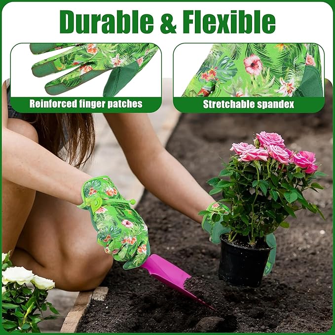 HANDLANDY Work Gloves for Women, Breathable Leather Gardening Glove for Yard Maintenance, Hand Protection with Touch Screen for Gardeners, Farmers