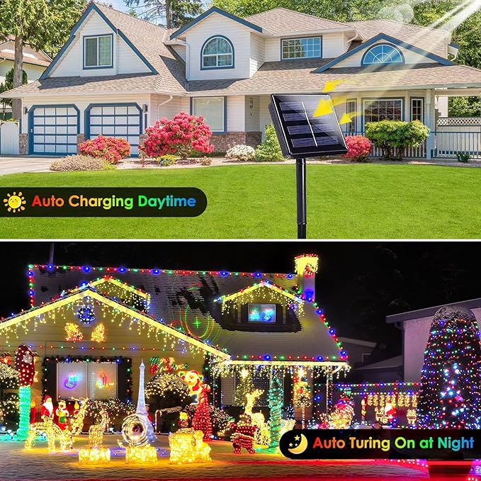 Extra-Long 144FT Solar String Lights Outdoor, 2 Pack 400LED Solar Fairy Lights for Outside Waterproof, Copper Wire with 8 Modes Solar Twinkle Lights for Tree Garden Party Xmas Decor (Multicolor)