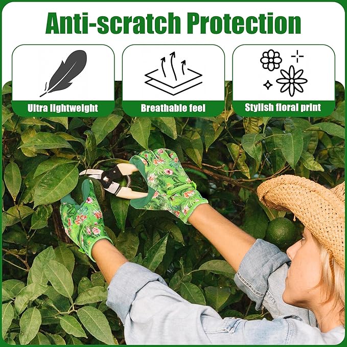 HANDLANDY Work Gloves for Women, Breathable Leather Gardening Glove for Yard Maintenance, Hand Protection with Touch Screen for Gardeners, Farmers