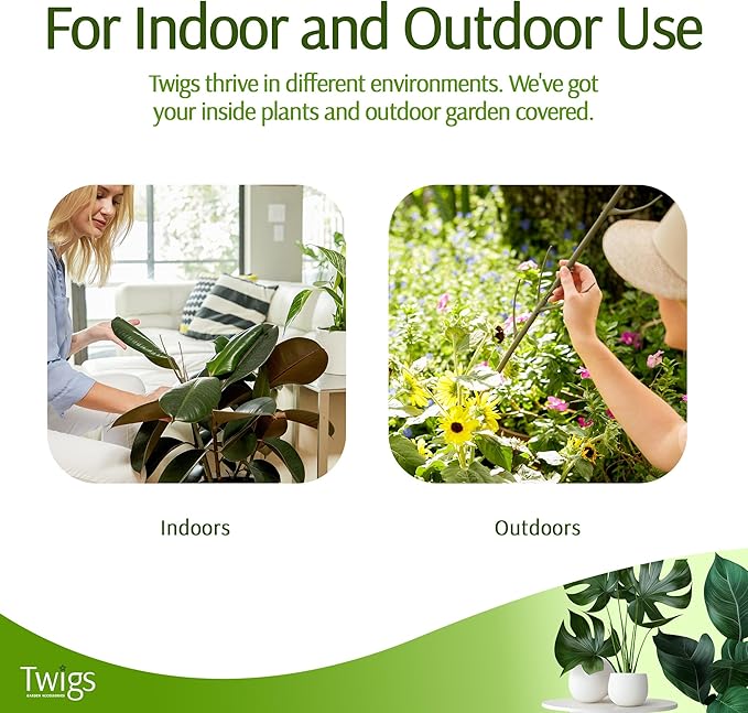 Twigs GA - Mini Twigs Plant Support Stakes for Small Plants, Indoor & Outdoor Use, Gardening Supplies, Garden Accessories, Trellis & Ring Alternative, Made in USA - Moonstone, 10 Pack, 12" L