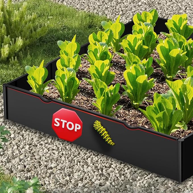 Riokko Planting Grow Rings, Garden Landscape Edging Border Ring, Square 16 Inch, Perfect for Deep Watering Veggies Herbs & Flowers, Protection and Edging of Garden Plants, Pack of 6, Black