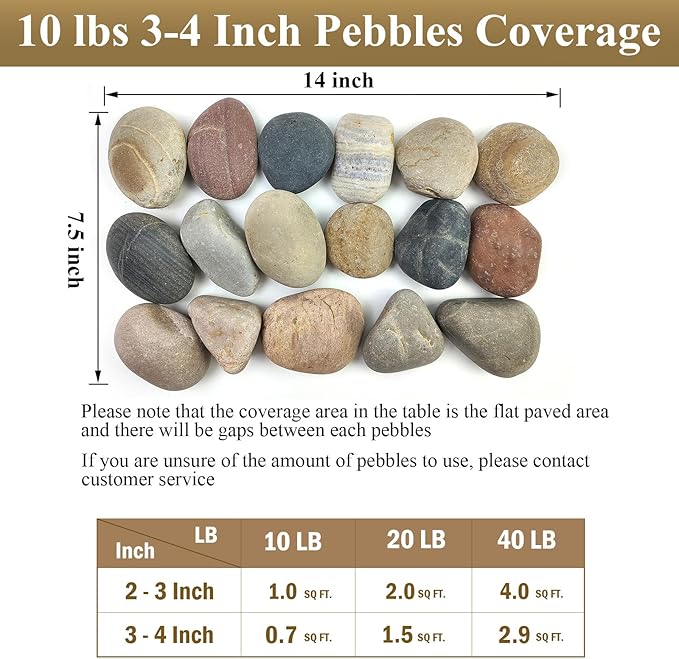 FANTIAN 20 lbs Large River Rocks for Outdoor Landscaping, 3-4 Inch Decorative Pebbles for Landscaping Garden Yard Paving Fish Tank Plant Crafting Walkways and Painting