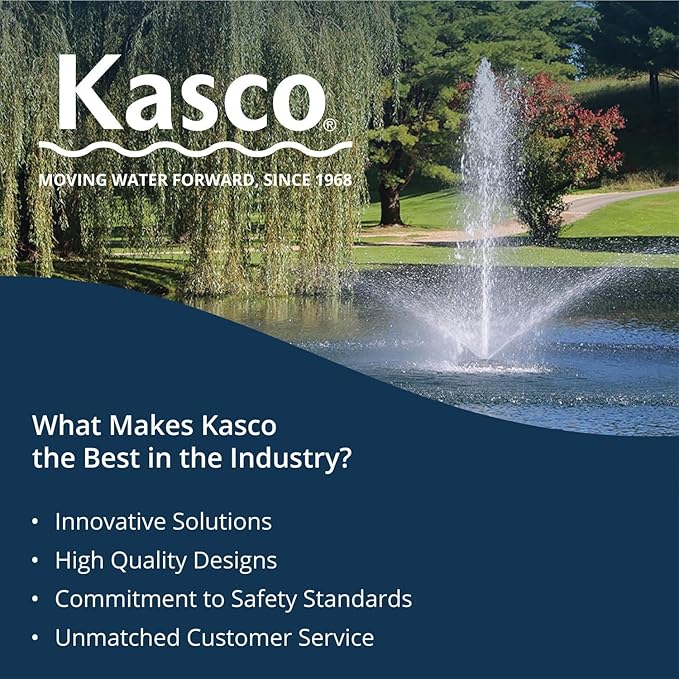 Kasco 3/4 HP J Series Decorative Fountain - 120V with 100 Ft Electric Power Cord | Pond and Lake Fountain | Efficient Pond Aerator Outdoor