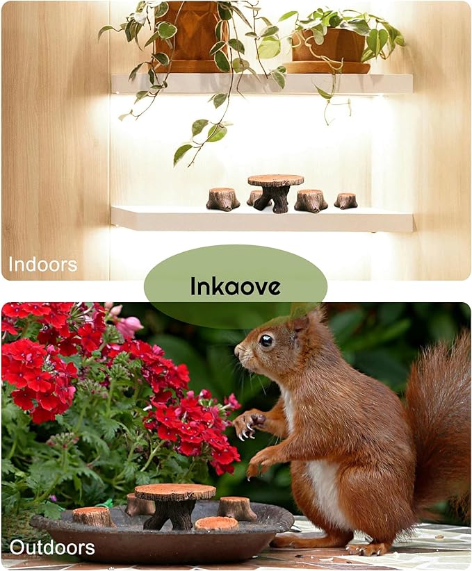 Inkaove Miniature Garden Furniture Resin Table Chairs Figurines, Fairy Garden Accessories Furniture Outdoor Stumps Ornaments Kit, Micro Landscape Garden Ornament for Outdoor Indoor Landscape Decor