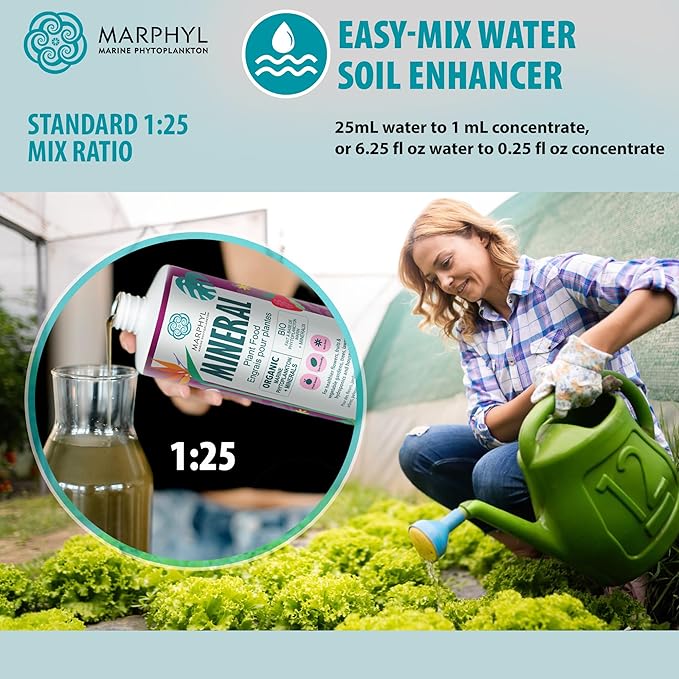 MARPHYL Organic Minerals Liquid Fertilizer, Rich Blend of Essential Minerals for Garden, Flowers, Vegetables, Succulents, Bamboo, Hydroponics 16.9 oz