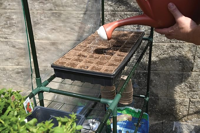 Miracle-GRO 4'8" x 4'8" x 6'5" All-Season Small Walk-in Greenhouse with 8 Wire Shelves for Outdoors, Easy-Access and Durable, Translucent