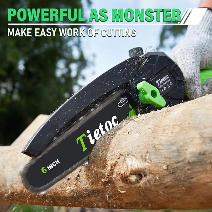 Tietoc Chainsaw 6 Inch Mini Electric Chainsaw Cordless Battery Powered, Hand Held Saw for Wood/Trees Trimming, Sawzall for Household and Garden, Stocking Stuffers Gift for Men Dad Husband Gadget 2025