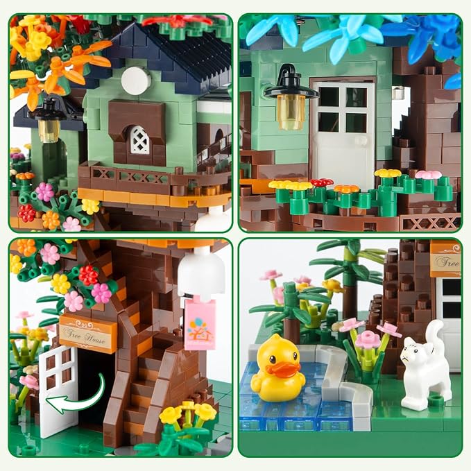 Vziimo Cherry Blossom Bonsai Tree Building Set, Ideas Rainbow Treehouse Set for Adults, 1528 PCS Mirco Bricks Collectible Creative for Teens Adults 14+