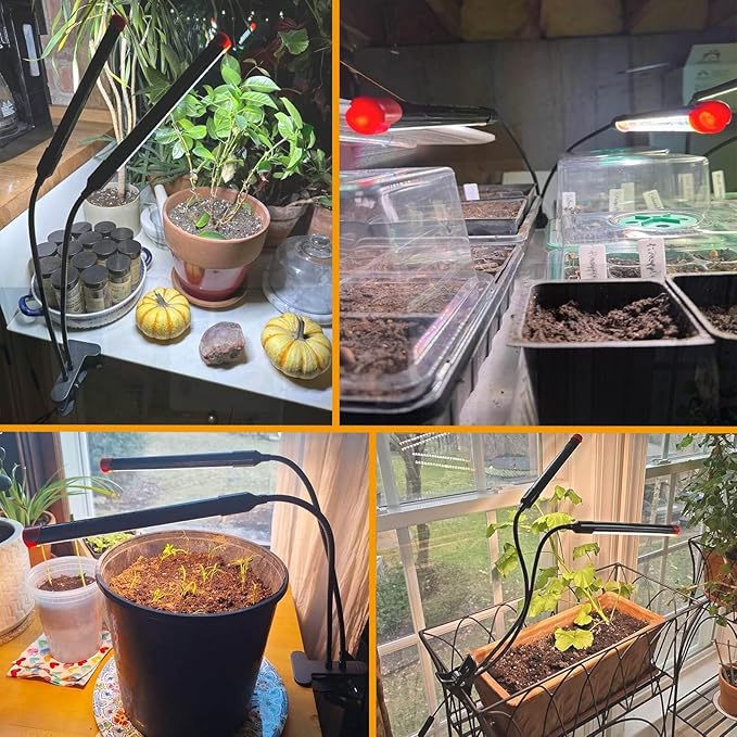 JINHONGTO Clip Grow Lights for Seed Starting Seedlings with Timer, Enough Bright 18 Watt Power Home Plug, Not 5W Adapter, Small Bonsai Grow Light, Full Spectrum Plant Light for Indoor Growing
