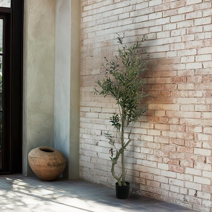 XBrand 70.9-Inches Artificial Olive Tree in Pot for Indoor Outdoor Home Office Store, Great Housewarming Gift