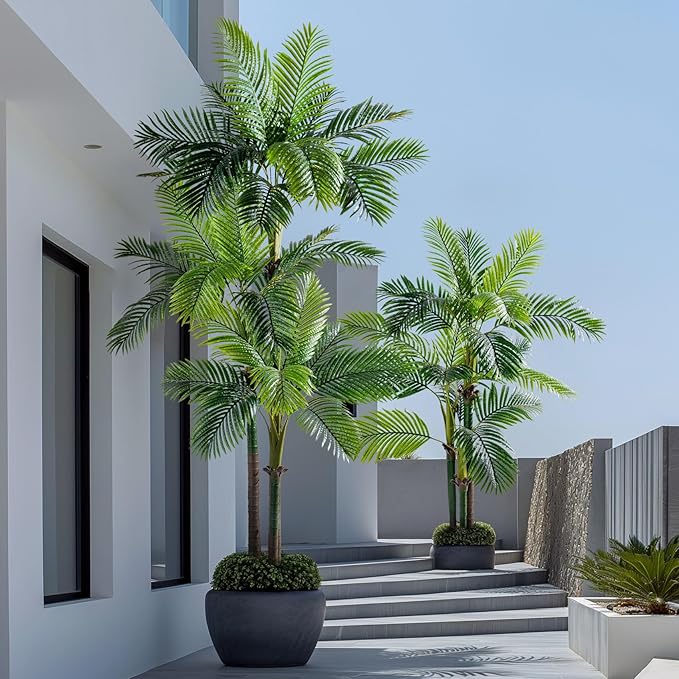Erimda 9.1FT Artificial Phoenix Palm Tree Artificial Plants Indoor Outdoor Large Faux Coconut Silk Palm Tree Tropical Fake Tree Faux Sago Palm Plant for Modern Farmhouse Yard Outside Patio Poolside