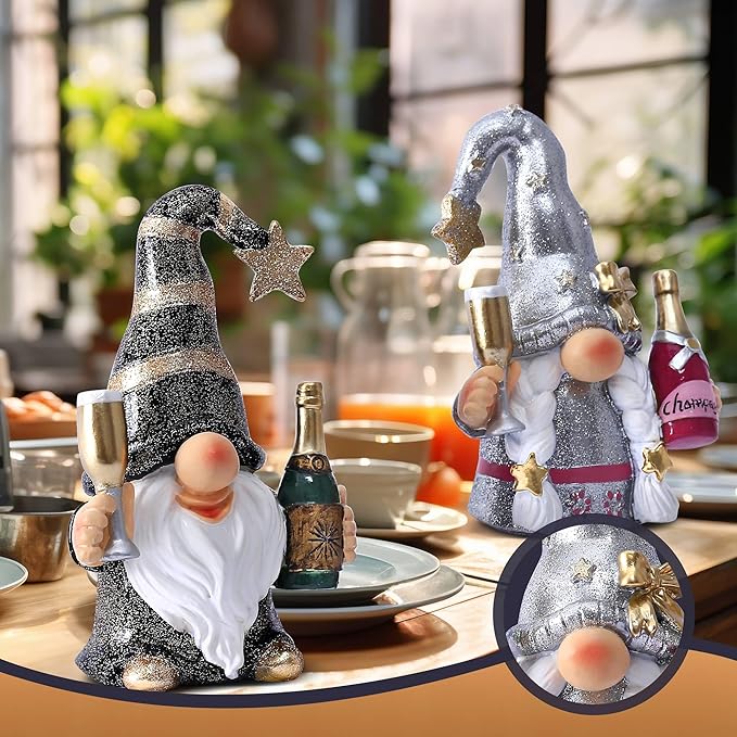 Champagne Gnomes Valentines Day Decorations for Home Party Gnomes Figurines Wine Bar Decor Gnomes Gifts for Women Champagne Birthday Wedding Party Decorations Valentine Gnomes