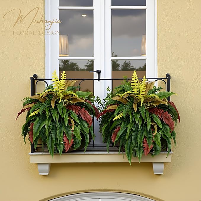 Muhanjia 50” Silky Artificial Boston Fern, 128 Fronds Large Hanging Plants for Outside Planter,Bush Floor Plants Large for Home Decor Porch Patio Garden Indoor Outdoor (128Fronds1Pcs)
