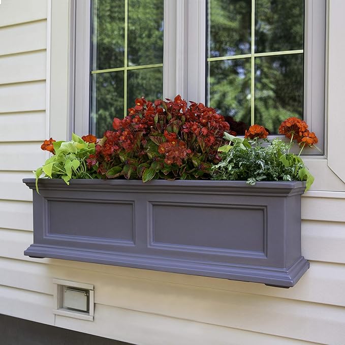 Mayne Fairfield 2-Foot Window Box – Self-Watering, Weather-Resistant Planter for Flowers – Durable Design for Outdoor Use, Perfect for Windows