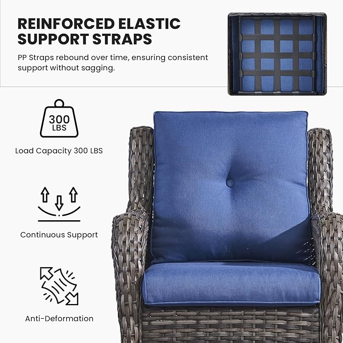 Belord Outdoor Wicker Furniture 5 Pieces Patio Furniture Set Patio Wicker Chairs with Ottomans Conversation Set for Porch Garden Deck Balcony Poolside