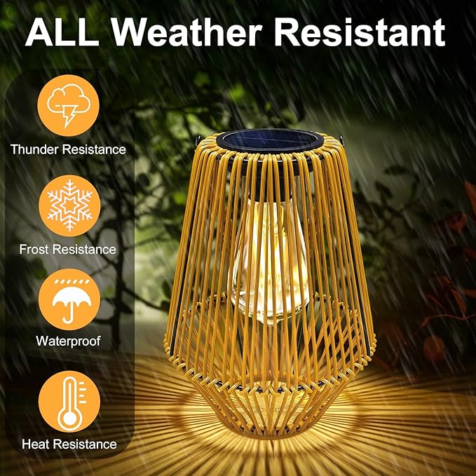 Solar Lantern,Outdoor Solar Lanterns Waterproof for Outside Hanging Woven Lantern Boho Lamp Lights Decoration for Garden,Yard,Patio,Porch,Trees,Lawn,Pathway,1 Pack