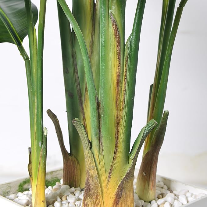 HAIHONG Bird of Paradise Artificial Plant 6FT, Faux Tropical Palm Tree with White Tall Planter, Large Fake Plants in Pot - Artificial Tree for Home Office Living Room Decor Indoor