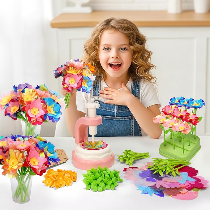 Aboofx Fabric Flower Making Kit for Girls Advent Calendar 2025, 20 Day Christmas Countdown Calendar Flower Craft Kit Toy for Kids and Toddler, Christmas Flower Bouquet Craft Toys Gifts for Girls Boys