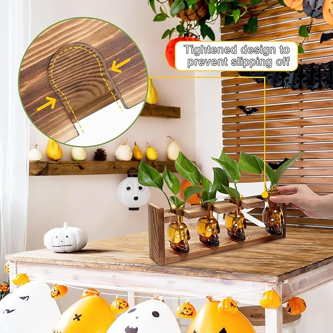 CYZglass Plant Propagation Stations Halloween Skull Plant Terrarium Kit Glass Vases Gift for Father Air Planter Home Office Decor