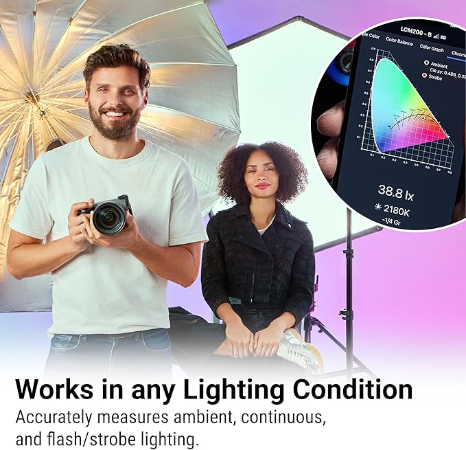 Datacolor LightColor Meter - Bluetooth-Enabled Light & Color Temperature Meter for Photo, Video, and Cinema - Continuous Real-Time Data Streaming - Portable, Compact, Drop-Resistant