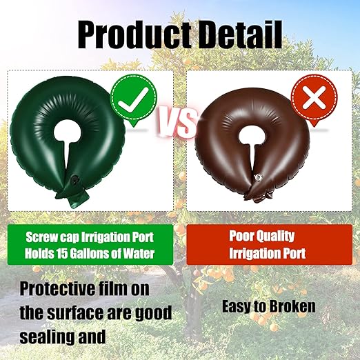 Foaincore 6 Pcs 15 Gallon Heavy Duty Watering Ring PVC Drip Irrigation Deep Tree Root Watering Bag Round Trees Slow Release Water Pouch Planting Drip Irrigation Rings for Gardening Supply(Green)