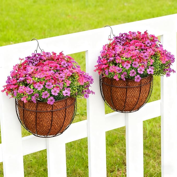 Artificial Flowers for Outdoor Indoor Realistic Faux Flower Spring Summer Garden Home Decoration, Hanging Daisy Flower with Eucalyptus Leaves Fake Plants Greenery Balcony Porch Patio Front Door Decor
