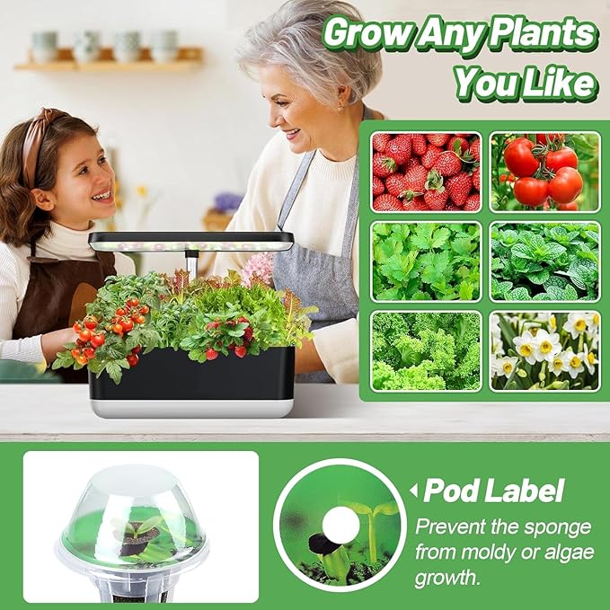 Bigmeta Hydroponic Pods Compatible with Aerogarden - Seed Sforprout Pods Kit with Plant Food, 50pcs Grow Sponges, Pod Labels, for Most Indoor Hydroponics Growing Plants System