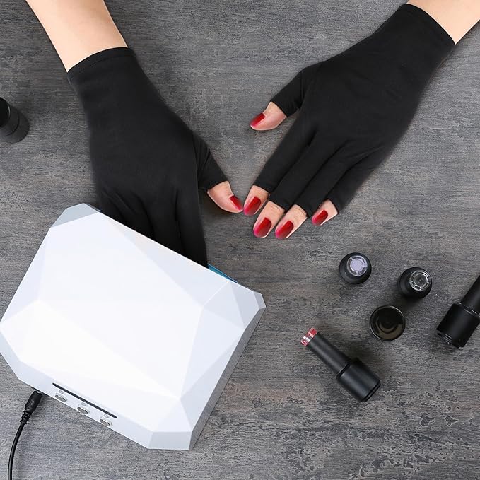 Syhood 3 Pair UV Gloves for Nail Lamp Upf50+ UV Fingerless Protection Glove for Gel Manicures Art Protect Hand from Nail Lamp