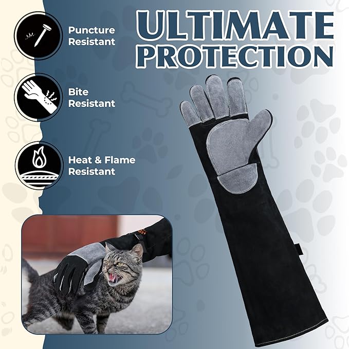 HANDLANDY 24 Inches Animal Handling Gloves Bite-Proof, Scratch-Resistant, Durable Pet Gloves for Dogs, Cats, Falconry
