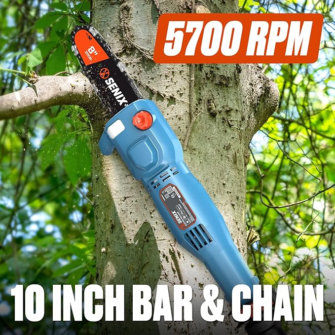 SENIX 8A Corded Electric Pole Saw, 8 Inch Telescoping Pole Chainsaw 14ft Max Reach, Lightweight Tree Trimmer for High Limbs, Branch Cutter & Wood Pruner