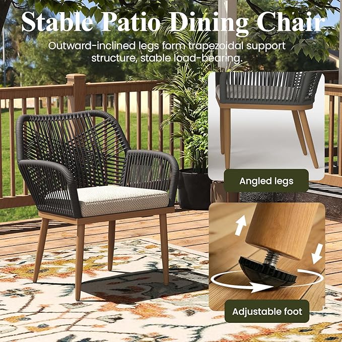 LayinSun Outdoor Dining Set for 8, 9 Pieces Patio Furniture Sets with Aluminum Dining Table and Rope Weave Chairs