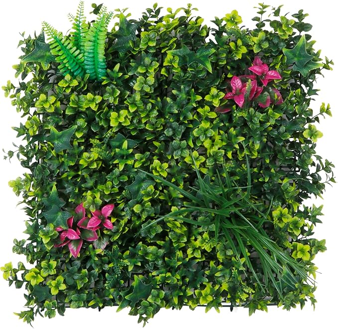 Yangrass Artificial Boxwood Wall Panels, 20''x20'' 16pcs Grass Wall Panels with Mint Plant Leaves, Greenery Backdrop Privacy Screen with UV Protection, Green Grass Wall for Garden Indoor Outdoor Decor