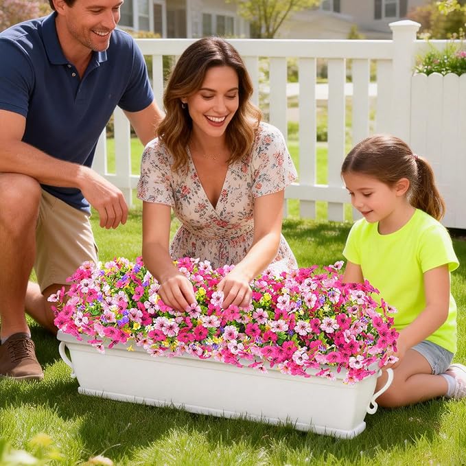 BLEUM CADE Artificial Flowers for Outdoors, 22 Bundles Fake Outdoor Flowers Faux Plants, UV Resistant Artificial Plants & Flowers for Decoration, Outside Fake Plants for Porch Garden Decor