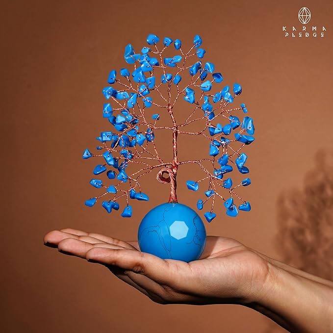 Crystal Tree of Life Home and Office Decor Gifts for Women, Turquoise Chakra Healing Stones Feng Shui Bonsai Tree for Positive Energy, Money, Good Luck, Christmas Decor, Birthday Gifts for Mom