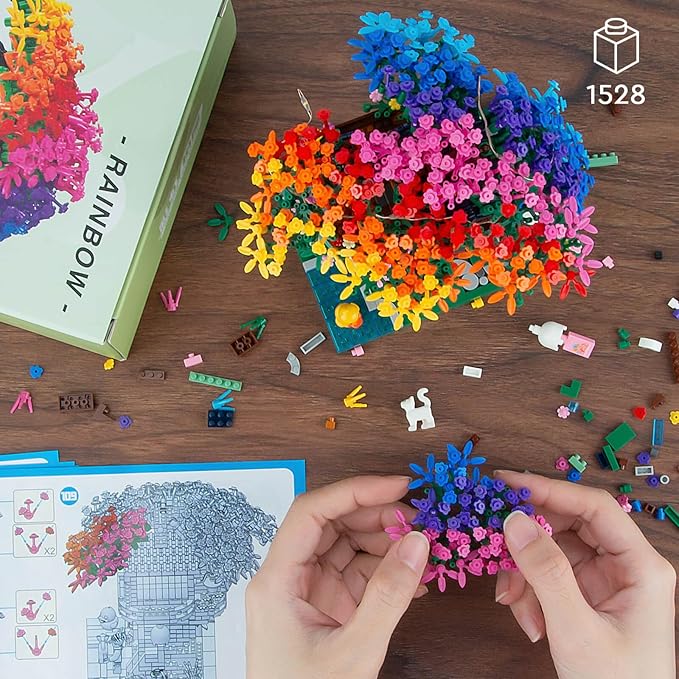 Vziimo Cherry Blossom Bonsai Tree Building Set, Ideas Rainbow Treehouse Set for Adults, 1528 PCS Mirco Bricks Collectible Creative for Teens Adults 14+