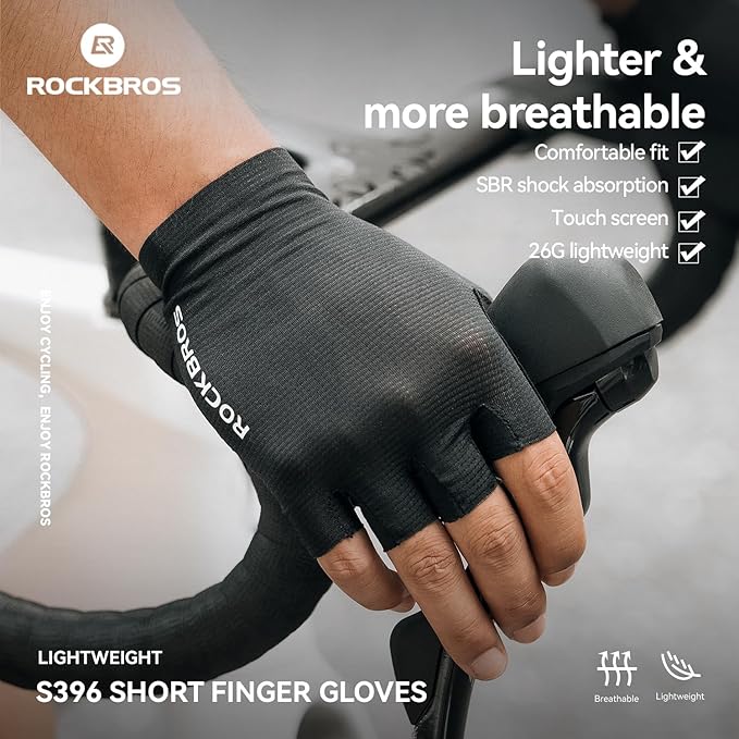 ROCKBROS Cycling Gloves for Men Women - Breathable Gel Pad Road Mountain Bike Gloves - Touch Screen Anti-Slip MTB Gloves for Cycling Workout Outdoor Sports